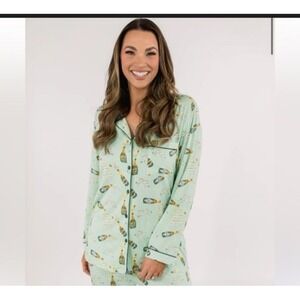 NWT In My Sundays Champagne Toast Size XL Pajama PJ Top Only  Long Sleeve Tencel